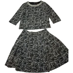 Karl Lagerfeld Tweed Pearl Top & Skirt Set Size L/14